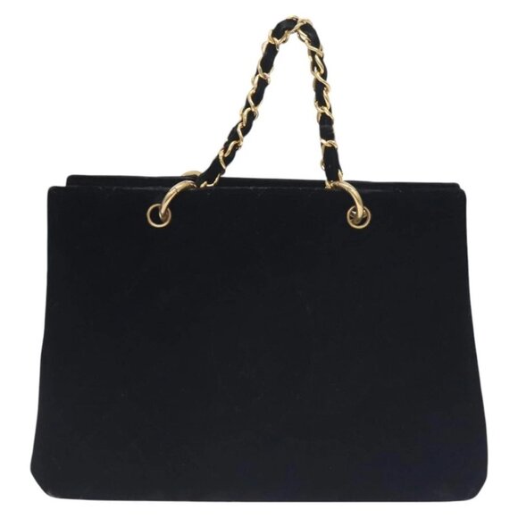 CHANEL Matelasse COCO Mark Chain Hand Bag Velor Black Silver CC Auth 130198 - Picture 14 of 16